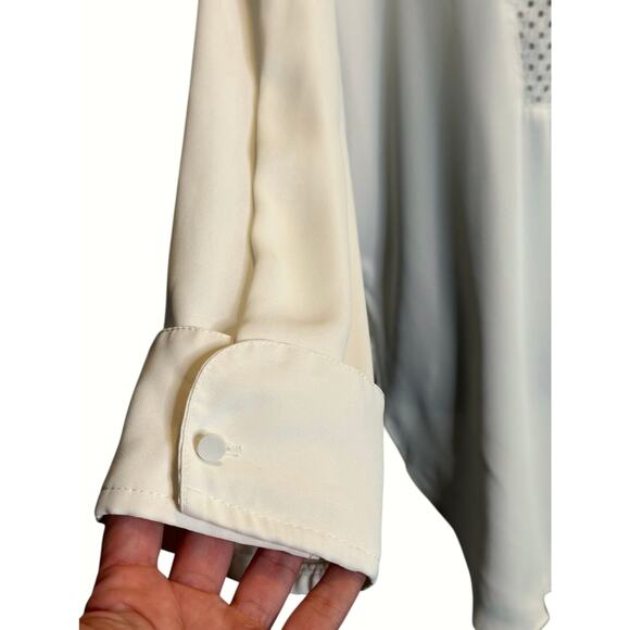 H&M white long sleeves hidden button tunic blouse size Small - Picture 8 of 16